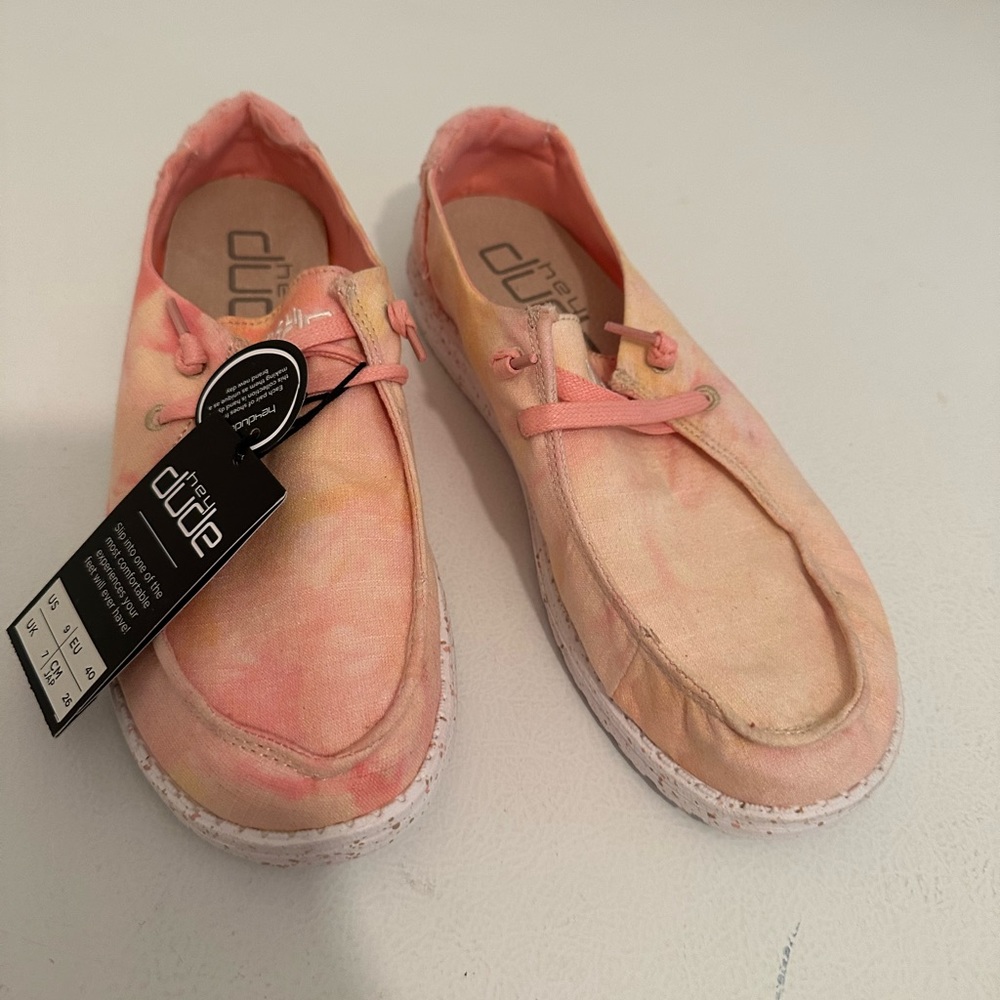 Selling brand new with tags and without a box hey dudes. Distress look. Size 9